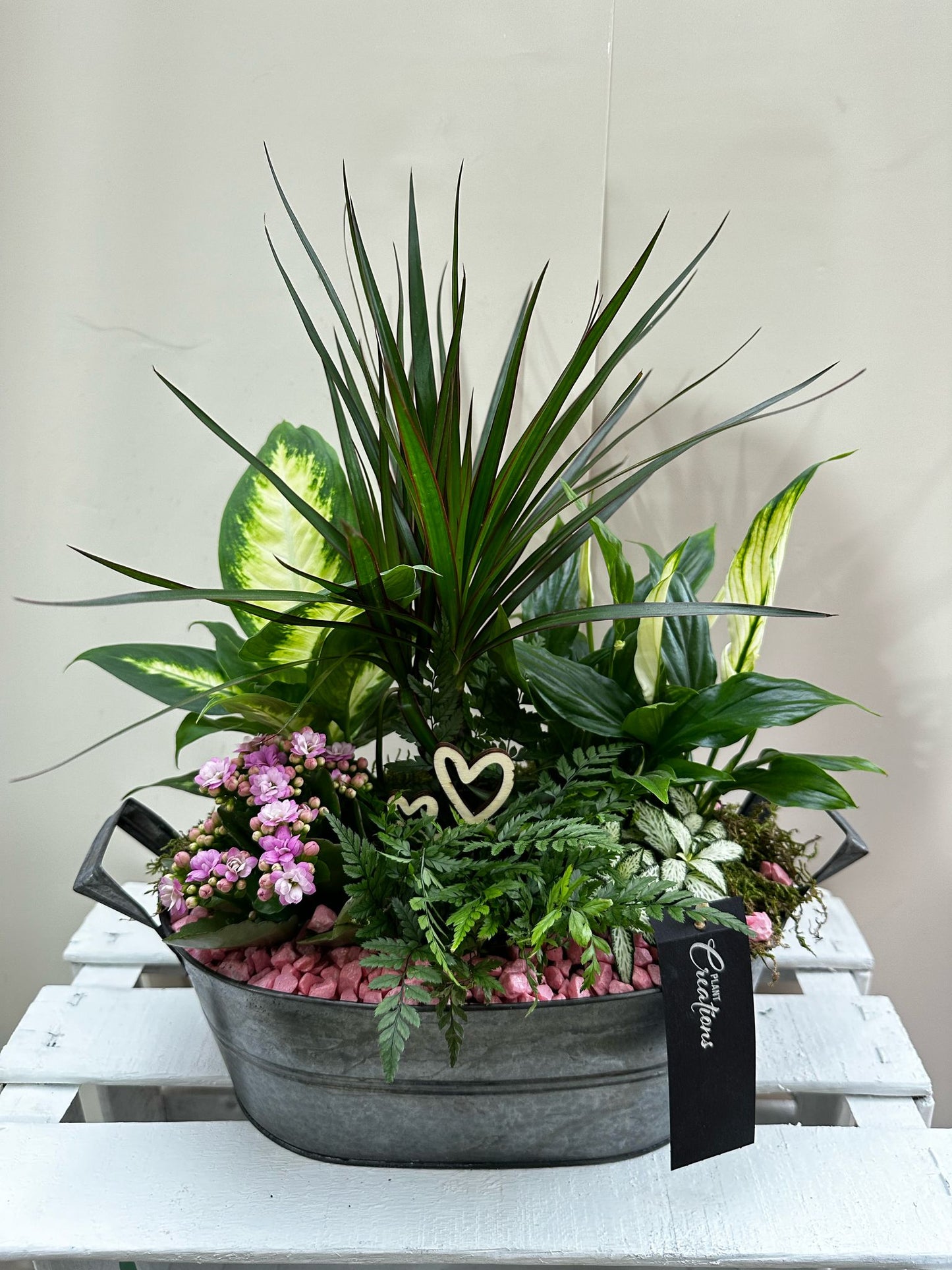 Composición en cubo de zinc 35 cm