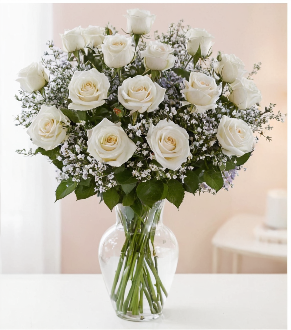 Ramo de rosas blancas Floristería en Málaga