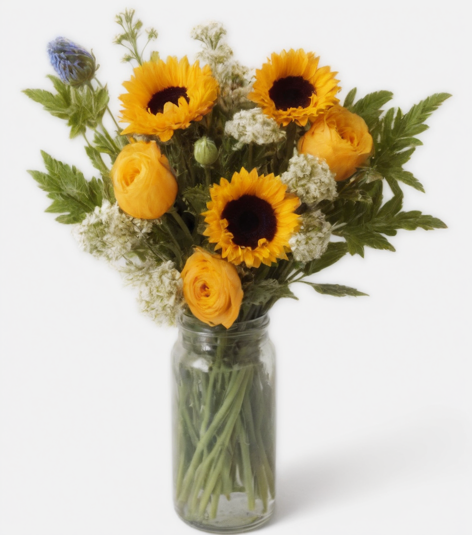 Ramo de rosas y girasoles Floristería en Málaga